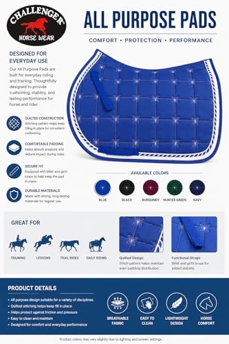 Horse Quilted ENGLISH SADDLE PAD Trail Contoured 72Contoured