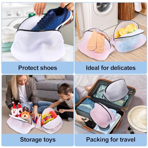 Vivifying Shoe Washing Bag, Set of 3 Mesh Shoe Laundry Bags with Zip Closure for Sneakers, Running Shoes, Socks, Bras - size: 3 pcs (9.4" x 15.7")