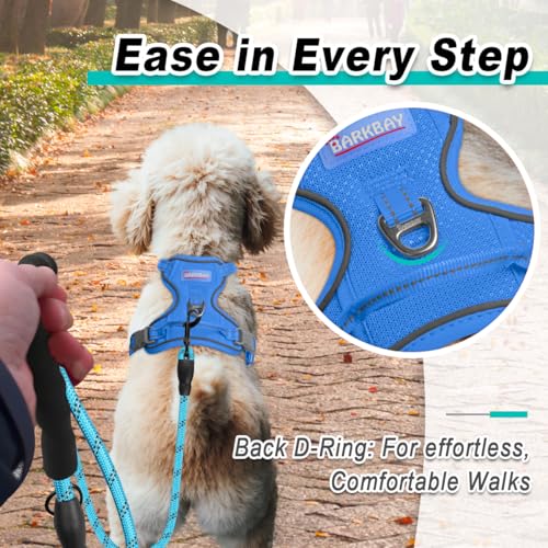 BARKBAY Dog Harness for Small Sized Dog No Pull Mesh 2 Clips Dog Vest - color: Blue-Mesh, size: X-Small