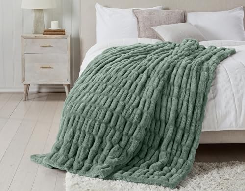 Springtree Home Luxury Micro Plush Throw Blanket | Thick Faux Fur | Green | Lily Collection | 50" x 60" | Green Blanket | Ultra Plush - color: Lily Pad, size: 50" x 60" (Medium)