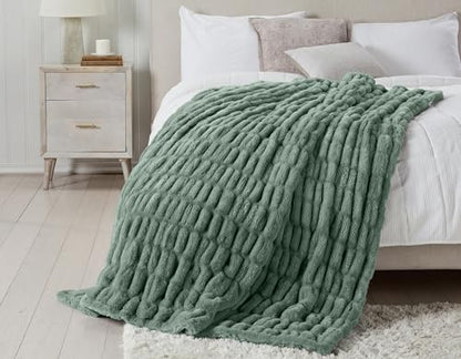 Springtree Home Luxury Micro Plush Throw Blanket | Thick Faux Fur | Green | Lily Collection | 50" x 60" | Green Blanket | Ultra Plush - color: Lily Pad, size: 50" x 60" (Medium)