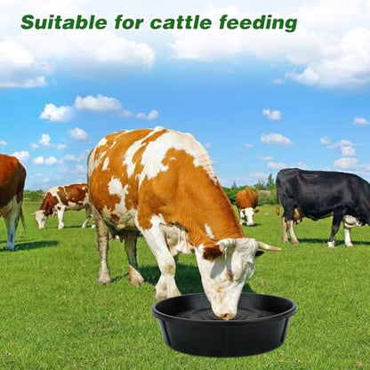 3Pcs Heavy Duty Rubber Feed Pan, 12Q/3Gal Horse Feed Bucket - color: Black-3 Pcs, size: 3Gal(12Q)