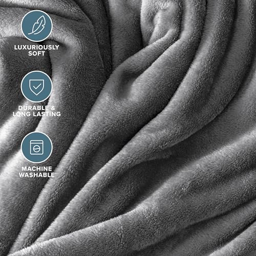 Bare Home Fleece Blanket Luxury Microplush (Full/Queen, Grey) - color: 02 - Grey, size: Full/Queen