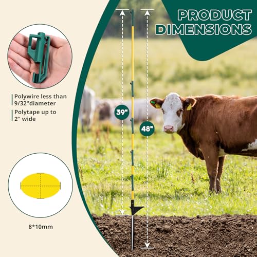 48In/4FT Fiberglass Step-in Electric Fence Posts
