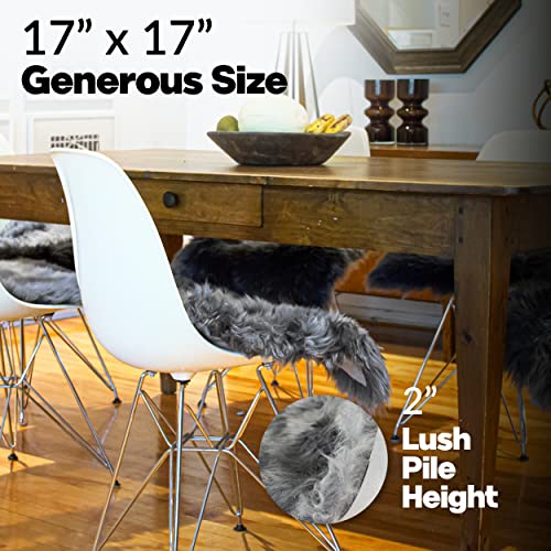 Natural Sheepskin Chair Pad, Non-Slip, Grey, 2 Pack - color: Grey, size: 2 Count (Pack of 1)