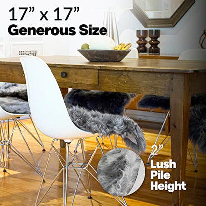 Natural Sheepskin Chair Pad, Non-Slip, Grey, 1 Pack - color: Grey, size: 1 Count (Pack of 1)