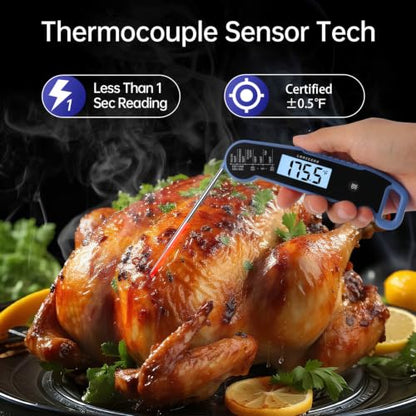 Lonicera Instant-Read Meat Thermometer, 1-Second, ±0.5°F Accuracy, Blue - color: BLUE