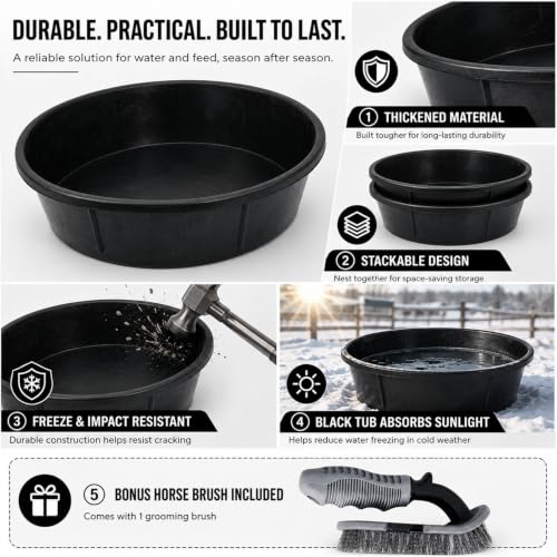 LOVIVO Horse Rubber Feed PAN 3GALLON 5 - size: 3 gallon 5PCS