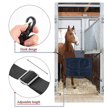 Horse Stall Guard with Swivel Snap Hook,Horse Stall Aisle Guard Fence with Ajustable Straps Strong Metal Push Gate Clip Equestrian Products - color: Blue