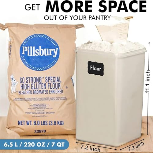 WHITE FEATHER SUPPLIES 2 PC [7 Qt / 6.5L / 220 Oz] Large Food Storage Containers with Lids Airtight - BPA Free Clear Plastic Kitchen and Pantry Storage Containers for Cereal, Flour, Sugar, Rice - color: Grey - 2 Pack