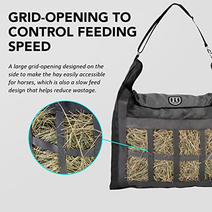 Harrison Howard Premium Durable Slow Feed Horse Hay Bags Oxford Cloth Heavy Duty Large Capacity Horse Feeding Bag-Black - color: Black