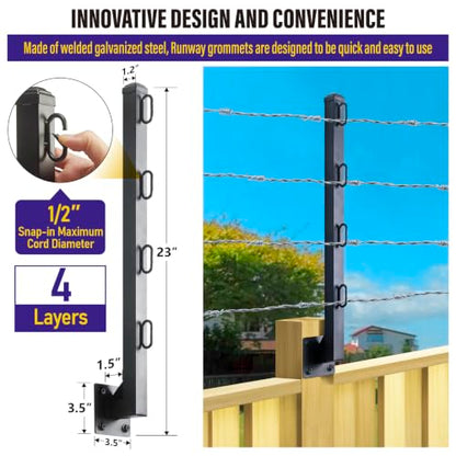 Hulave 8-Pack Fence Post Extender, High 23" Fence Barbed Wire Extend Arm, Used to add Height to Wood Fences for Privacy and to Prevent Animals from Jumping Away and Breaking in (Matte-Black) - size: Heigh-23in