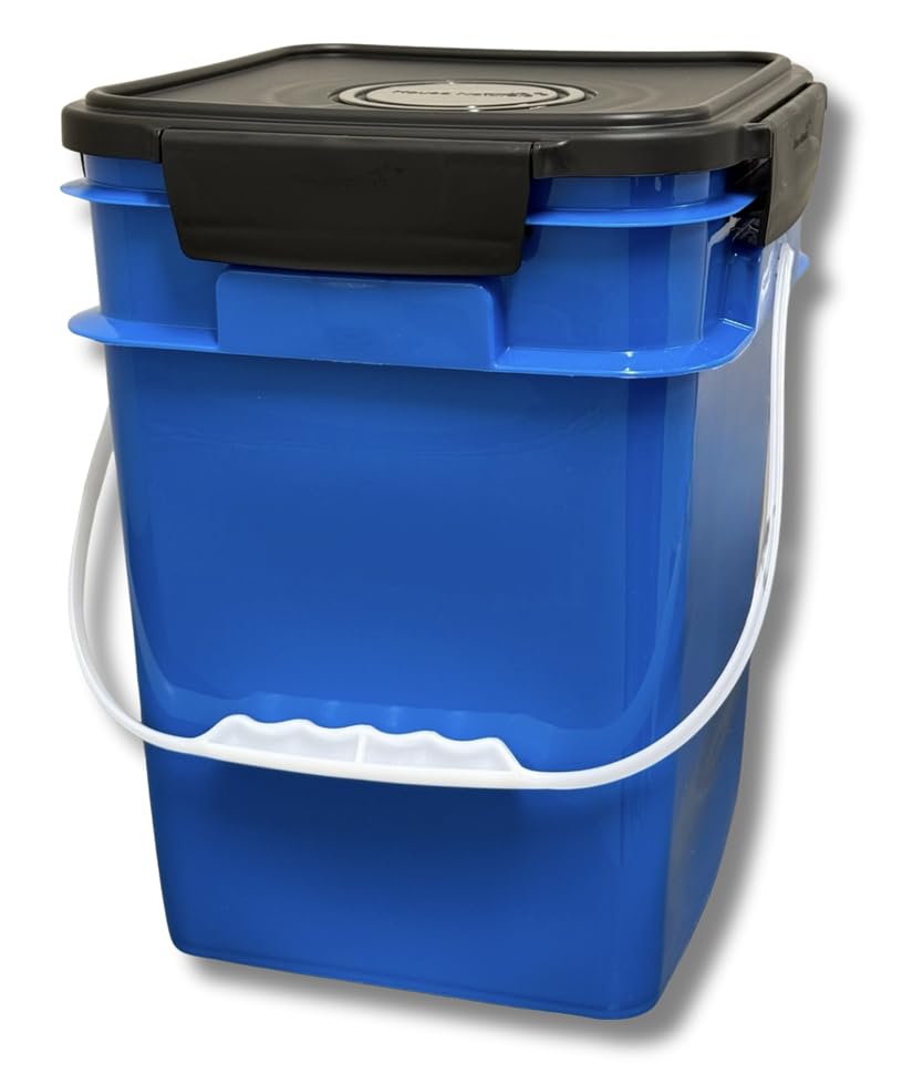 House Naturals 4 Gallon Square Food Grade Plastic Bucket with Lid, Made in USA (Pack of 2) BPA Free (Blue) - color: Blue