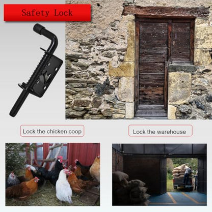 2PCS Spring Loaded Latch pin,Spring gate Latch with Screws [ 2mm (0.08in) Thick, pin Diameter 10mm(0.4in), Length 12.7mm(5in) ],Barrel Bolt latches,Door pin Lock ,Trailer ramp latches - size: 2*Alloy-M10*5in-black