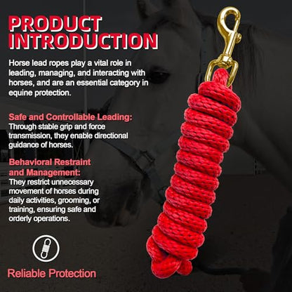 5/8" x 8' Nylon Horse Lead Rope with Cast Iron Hardware(Red) - color: Red