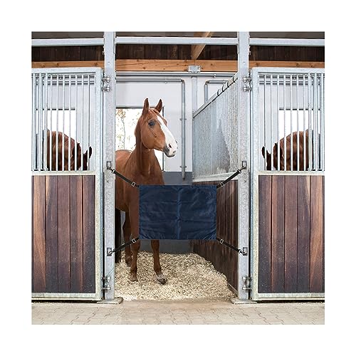 Horse Stall Guard with Swivel Snap Hook,Horse Stall Aisle Guard Fence with Ajustable Straps Strong Metal Push Gate Clip Equestrian Products - color: Blue