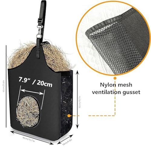 Large Capacity Horse Hay Bags – Slow Feeding Open Feed Hole Hay Feeder, Hay Nets for Horses/Sheep/Goats, Durable Goat Hay Feeder for Livestock Feeding