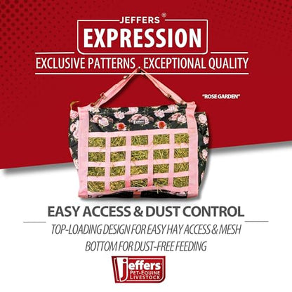 Jeffers Expression Extend Feed Hay Bag for Horses - Rose Garden