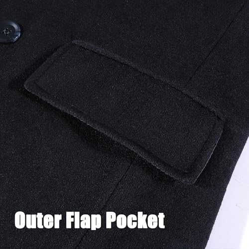 APTRO Men's Luxury Full Length Trench Coat Long Wool Overcoat Winter Windbreaker - color: Navy, size: XX-Large