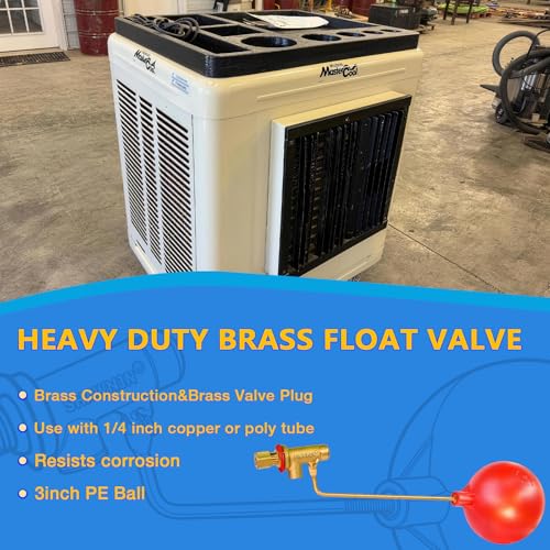 Swamp Cooler Float Valve, 1/4" Brass Float Valve for Evaporative Cooler