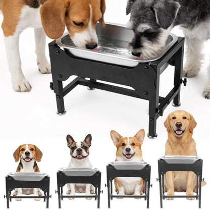 YUEPET Elevated Water Bowl for Dogs, Outdoor Raised Dog Water Bowl 1.25 Gal | 4 Heights Adjustable, Stainless Steel Dog Water Bowls, Raised Dog Water Bowl with Stand, 1.25 Gallon ,Food and Water Use - size: 1.25 Gallon