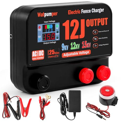 13 Joule Electric Fence Charger, Adjustable 9KV/12KV/15KV Output Voltage