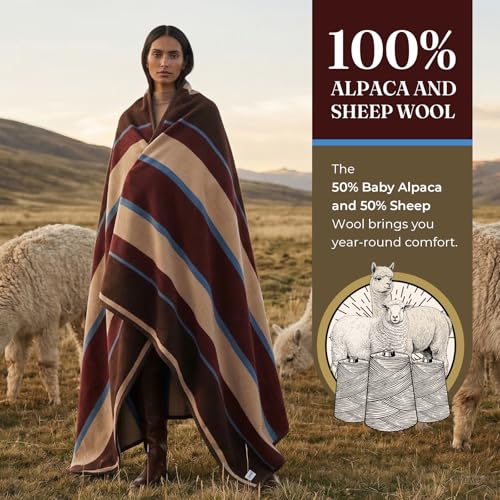 Alpaca Wool Blanket 50% Alpaca 50% Sheep Wool Blend, Ultra-Soft