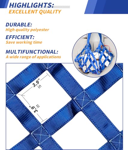 4.92' x 4.92' Heavy Duty Cargo Lifting Net, Blue - color: Blue, size: 4.92'X4.92'