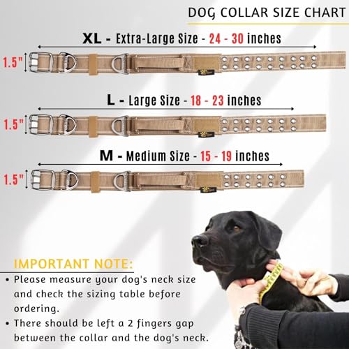ADITYNA Heavy Duty Dog Collar for Large Dogs with Traffic Handle - color: Coyote Brown, size: Large: Fit 18-23" Neck