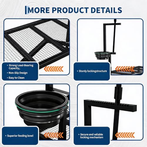 400LBS Goat Milking Stand with Feed Bin, 35" Adjustable Grooming Table - color: Black, size: 35 inch