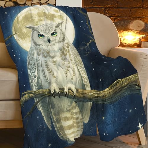 Owl Soft Cozy Blanket Owls Moon Throw Blanket Super Plush Warm Stuff Lightweight Fleece Flannel Blankets Gifts for Women Girls Kids Adults 50"X40" - color: Owl, size: 50"x40"