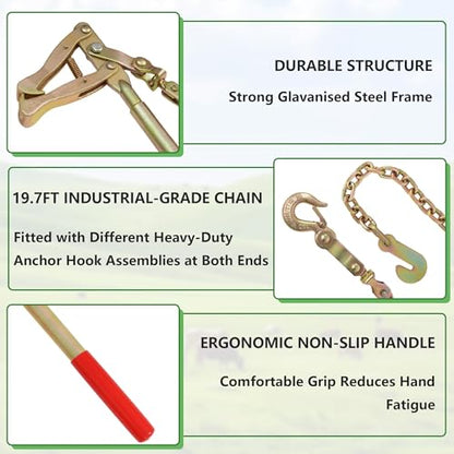 2 Pack Chain Link Fence Stretcher Tool, Steel Fence Wire Tensioner