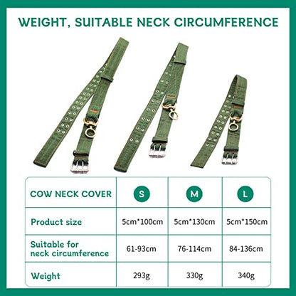 Adjustable Cow Collar,56 inch Four-Layer Thickened Canvas Cattle Neck Collar with 2-Rows Metal Buckle,Neck Strap for Cattle,Goat,Horse,Large Dog (Medium) - size: Medium