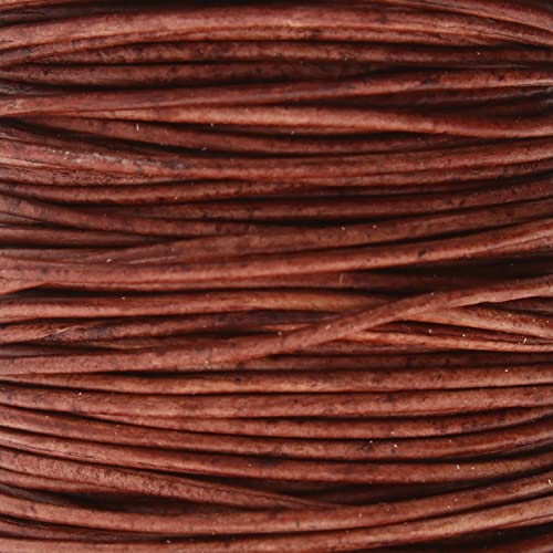 The Beadsmith Leather Cord – Dyed Antique Red Brown– 1mm Spool – 25 Yards/22.86 Meters – Indian Leather Thong Ideal for Braiding, Beading, Necklaces, Fine Lacing, Hair Accessories & DIY Jewelry Making - size: 1mm, style: Dyed Antique Red Brown – 25 Yards