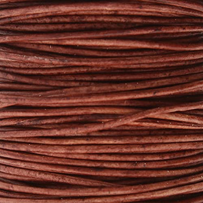 The Beadsmith Leather Cord – Dyed Antique Red Brown– 1mm Spool – 25 Yards/22.86 Meters – Indian Leather Thong Ideal for Braiding, Beading, Necklaces, Fine Lacing, Hair Accessories & DIY Jewelry Making - size: 1mm, style: Dyed Antique Red Brown – 25 Yards