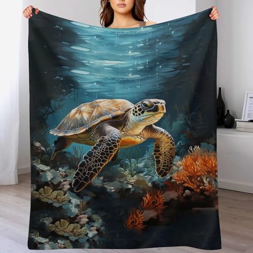 Sea Turtles Fleece Throw Blanket for Couch Adults Teens 40" X 50" - color: Sea Turtles, size: 40x50 inch
