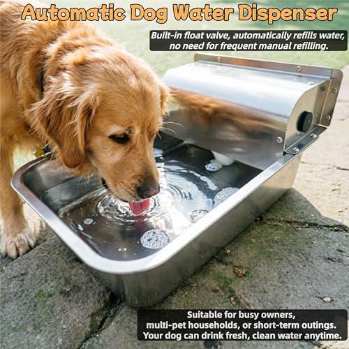 Stainless Steel Automatic Dog Water Dispenser,Adjustable Float Valve - size: Large - Adjustable Water Level