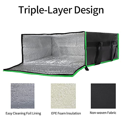 Bodaon Insulated Pizza Delivery Bag, 20" x 20" x 8" Pizza Warmer Bags for Carry Hot, Black with Green Edge, 1-Pack - color: Black-green Edge, size: 20" x 20" x 8"