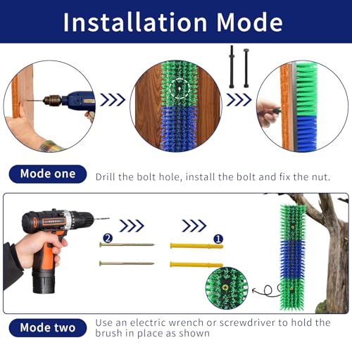 4PCS Livestock Scratching Brush Goat Scratching Tool Post Massage Grooming Brush with 8 Screws for Animals Back Scratcher Itch Brushes for Cattle, Sheep, Horses, Pigs,Cow(4, Green) - color: Green