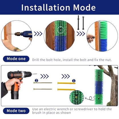 4PCS Livestock Scratching Brush Goat Scratching Tool Post Massage Grooming Brush with 8 Screws for Animals Back Scratcher Itch Brushes for Cattle, Sheep, Horses, Pigs,Cow(4, Green) - color: Green