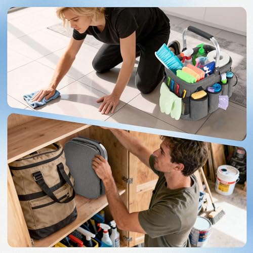 PGmoon Cleaning Caddy Organizer with Handle,Grey - color: Grey