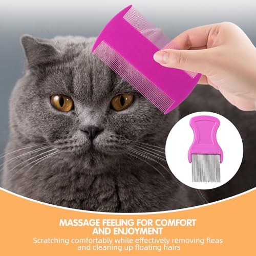 HESSION 6 Pack Flea Lice Combs Removal Dandruff Comb with Metal Teeth Double Sided Fine Combs Metal Teeth Flea Lice Combs for Pets Kids Adults (Random) - color: Random