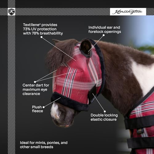 Mini Fly Mask with Fleece Trim & Dual Ear Openings 73% UV - color: 165 - Merlot, size: A-Small