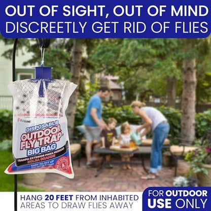 Fly Traps Outdoor Fly Trap for Patio. 4 Large Non-Toxic Pre-Baited Flies Bags Outdoor Disposable. Big Hanging Bug Catchers for All Filth Flies Killer for Outside Bug Control in Yard Horse Ranch. - style: 4pk
