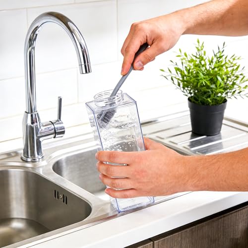 SIBAO 4 Pcs Clear Carton Water Bottles,34oz Plastic Square Milk Box, Leakproof,Portable Milk Bottles for Travel,Camping,and Sports