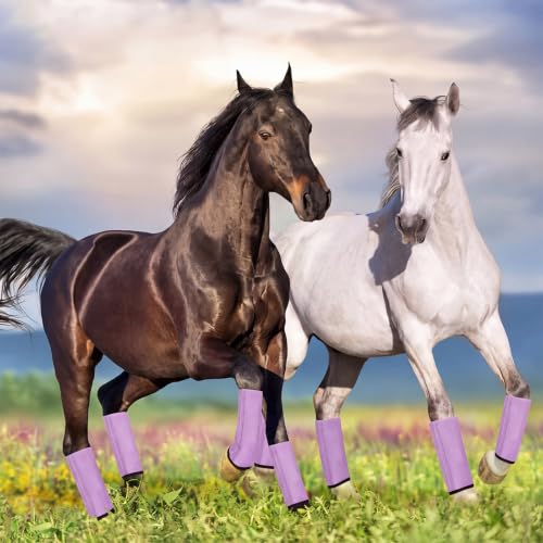 Jexine 8 Pcs Mesh Fly Boots for Horse - color: Light Purple