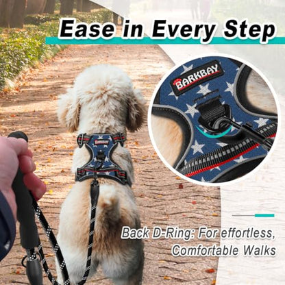 BARKBAY Dog Harness for Small Sized Dog No Pull Mesh 2 Clips Dog Vest - color: Blue Star-Mesh, size: Small