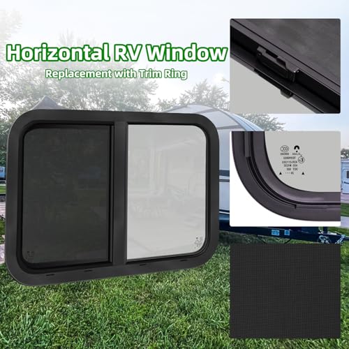 42"W x 22"H RV Windows for Cargo Trailer Camper,Tinted Horizontal Sliding - size: 42"W x 22"H