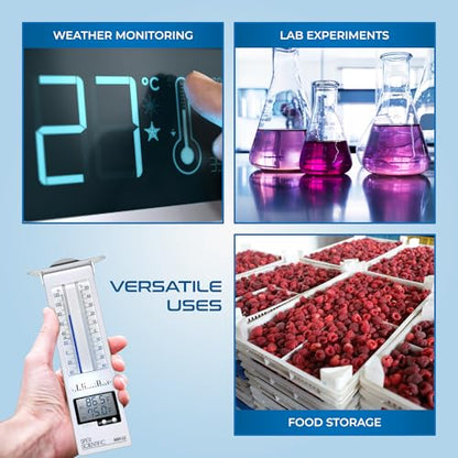Sper Scientific Analog & Digital Min/Max Thermometer 800122 - Accurate Temperature Tracking, Weather-Resistant Design, Dual Display for Indoor & Outdoor Use, Ideal for Greenhouses, Labs & More - 2 pc - size: 2 Pack