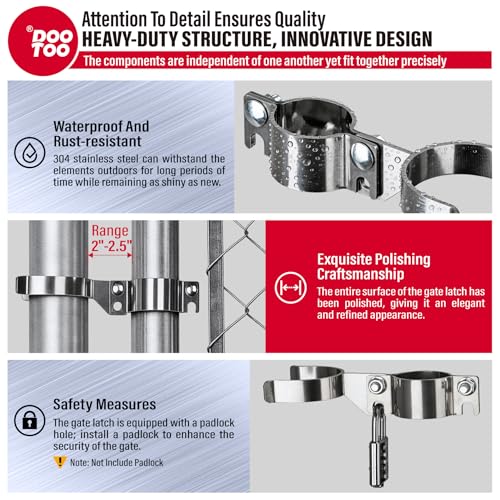Stainless Steel 1-7/8" x 2-3/8" Chain Link Gate Latch （Fit 1-7/8" Gate Frame）, Heavy Duty Chain Link Fence Gate Fork Latch with Hole for Padlock 1Pack - color: 1-7/8"x2-3/8"